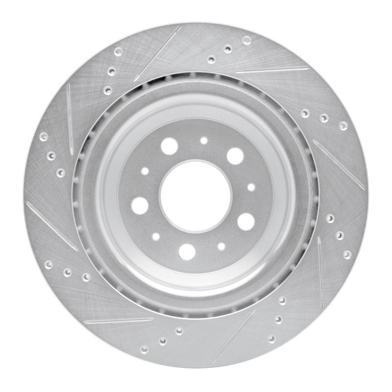 Tesla Model 3 Brake Rotor (1) - Rear Right - R1 Concepts - Drilled & Slotted - Silver - `17-`25